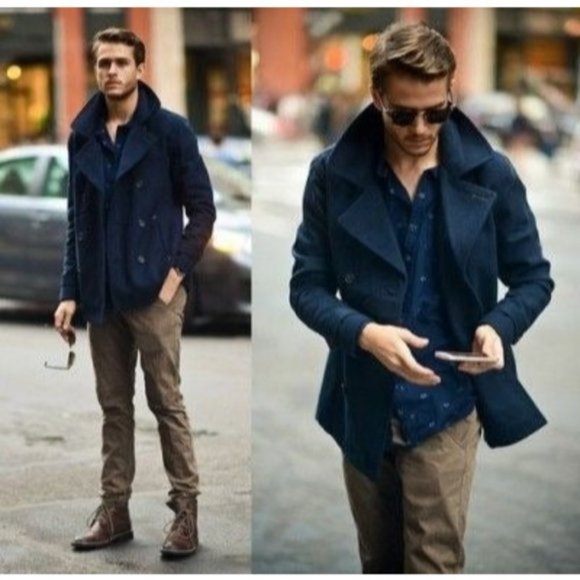 denim jacket under peacoat